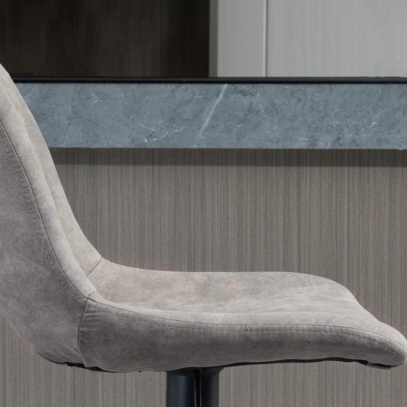 2 kpl baarituoli setti retrotyyli, mikrokuitu, korkeussäädettävä kaasujousella, harmaa/musta