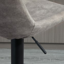 2 kpl baarituoli setti retrotyyli, mikrokuitu, korkeussäädettävä kaasujousella, harmaa/musta