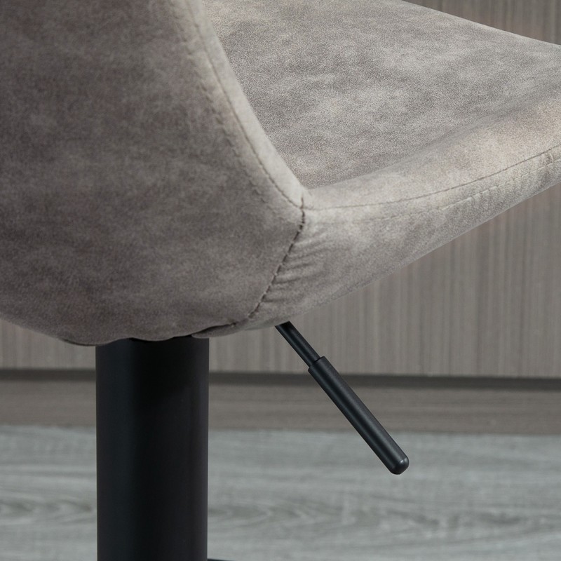 2 kpl baarituoli setti retrotyyli, mikrokuitu, korkeussäädettävä kaasujousella, harmaa/musta