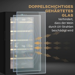 Viinikaappi 24 pullolle, kompressorijäähdytys, 5–20 °C, LED-valaistus, 43 x 45 x 75 cm, musta