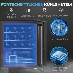 Viinikaappi 16 pullolle, 42 l, vapaasti sijoitettava, kompressorijäähdytys, musta, lasiovi, LED-valo, kosketusohjaus