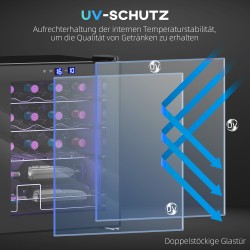 Viinikaappi 16 pullolle, 42 l, vapaasti sijoitettava, kompressorijäähdytys, musta, lasiovi, LED-valo, kosketusohjaus