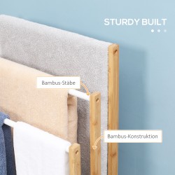 Bambuinen pyyheteline kylpyhuoneeseen, 3-portainen, 48 x 25,8 x 94 cm, luonnonpuu/valkoinen