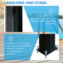 Aurinkolämmitteinen ulkosuihku puutarhaan, 35 l vesisäiliö, 0–55 °C, muovi/ABS, musta, 216 cm