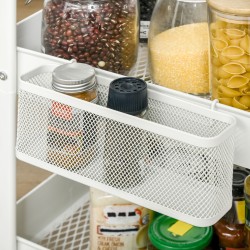 Keittiövaunu rei’itetty sivulevy ja korihyllyt, teräs, 51,5 x 32 x 75,6 cm, valkoinen