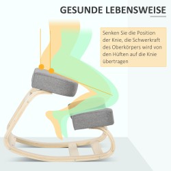 Ergonominen polvituoli työtuoliksi, koivurunko, pehmustettu istuin ja polvityynyt, 120 kg, harmaa