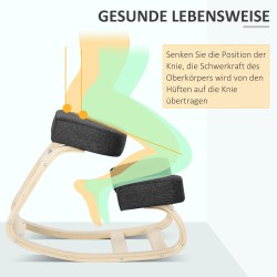 Ergonominen polvituoli työtuoli koivua 51 x 69 x 58 cm 120 kg musta