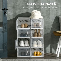 Modulaarinen kenkähylly 8 lokerolla, muovia, 25 x 35 x 19 cm, läpinäkyvä