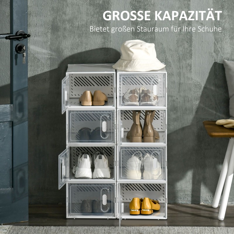 Modulaarinen kenkähylly 8 lokerolla, muovia, 25 x 35 x 19 cm, läpinäkyvä