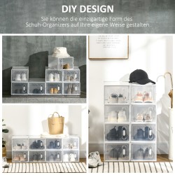 Modulaarinen kenkähylly 8 lokerolla, muovia, 25 x 35 x 19 cm, läpinäkyvä