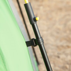 Perheteltta kupoliteltta 6 hengelle, kaksikerrosrakenne, 320 x 320 x 180 cm, vihreä/musta