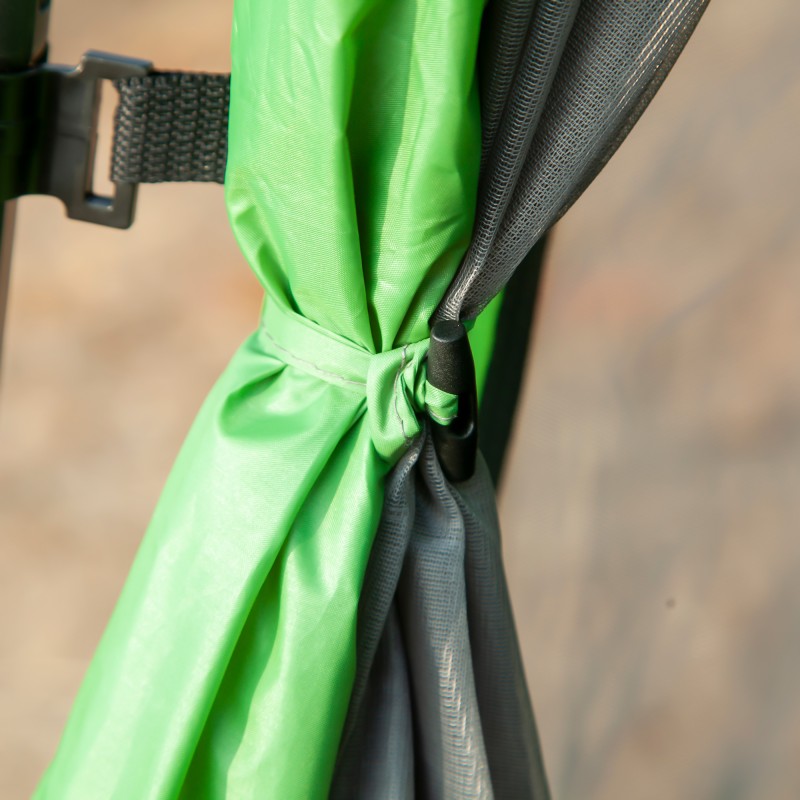 Perheteltta kupoliteltta 6 hengelle, kaksikerrosrakenne, 320 x 320 x 180 cm, vihreä/musta