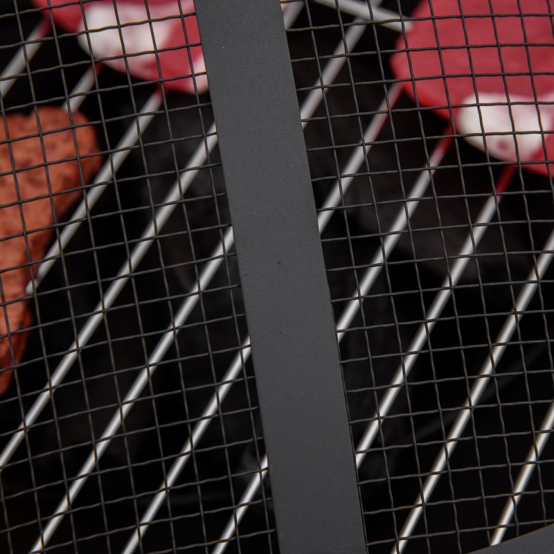 Pyöreä tulipöytä ja tulisija ulkokäyttöön, teräs, 81 x 81 x 50 cm, musta/pronssi