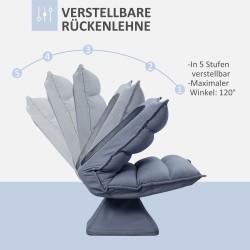 Kääntyvä nojatuoli kallistettavalla selkänojalla, mikrokuitu, teräsrunko, 62 x 70 x 95 cm, harmaa
