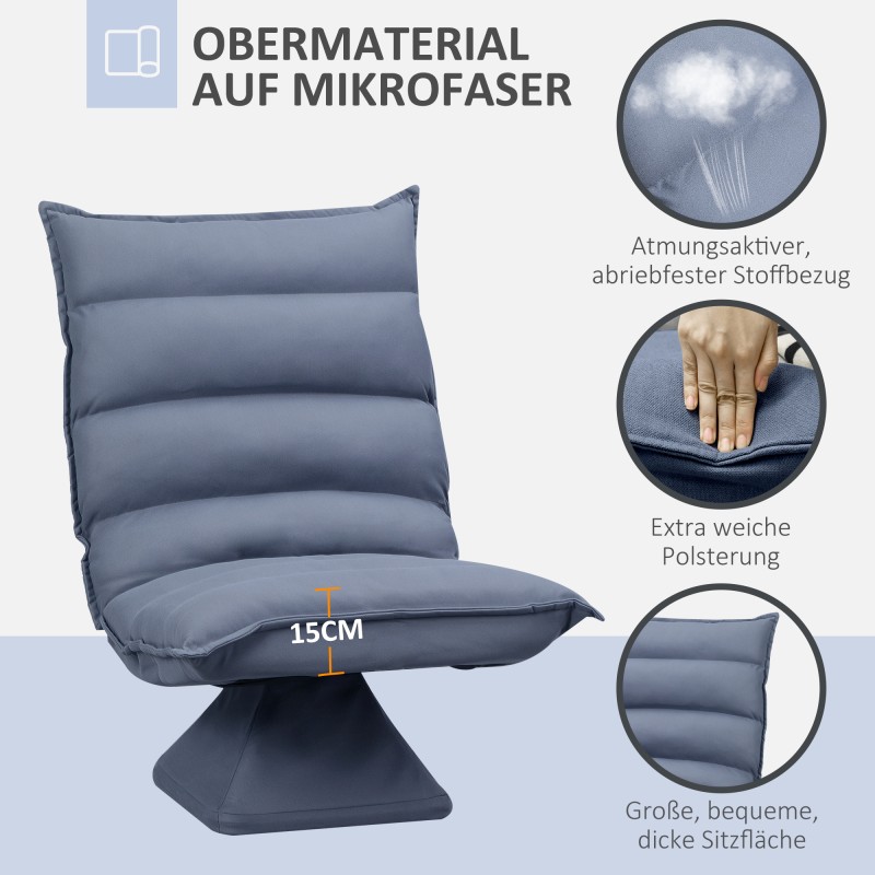 Kääntyvä nojatuoli kallistettavalla selkänojalla, mikrokuitu, teräsrunko, 62 x 70 x 95 cm, harmaa