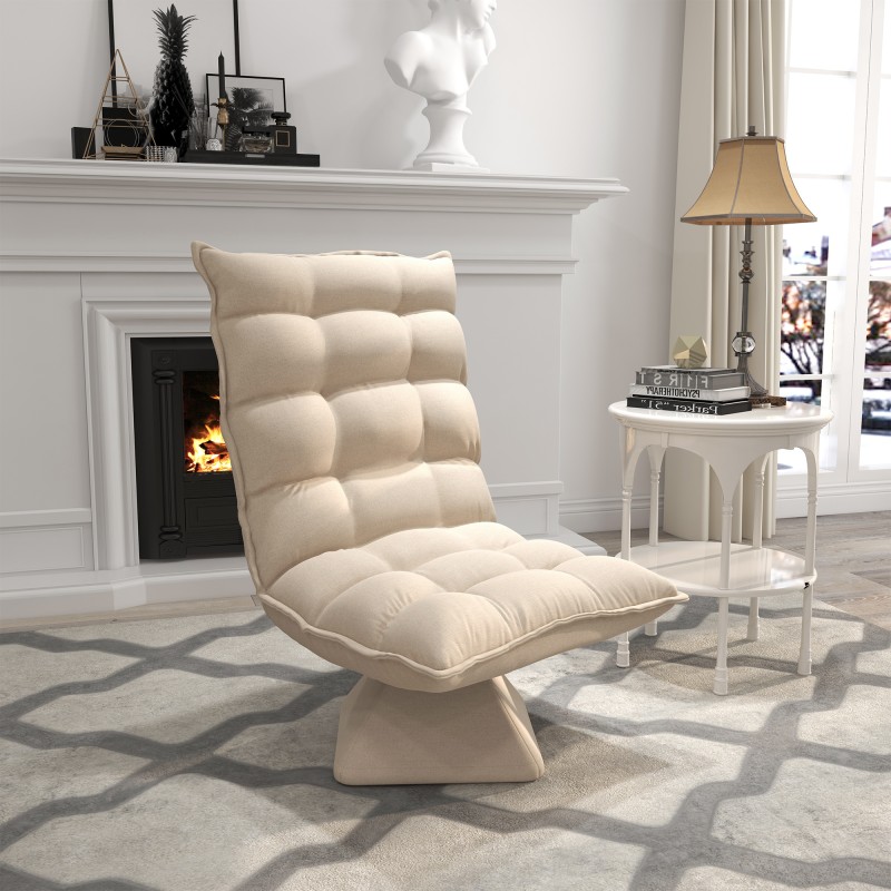 Pyörivä nojatuoli lukutuoli, pellavapintainen kangas, 62 x 70 x 95 cm, beige