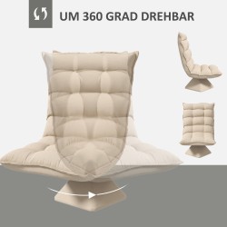 Pyörivä nojatuoli lukutuoli, pellavapintainen kangas, 62 x 70 x 95 cm, beige