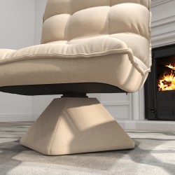 Pyörivä nojatuoli lukutuoli, pellavapintainen kangas, 62 x 70 x 95 cm, beige