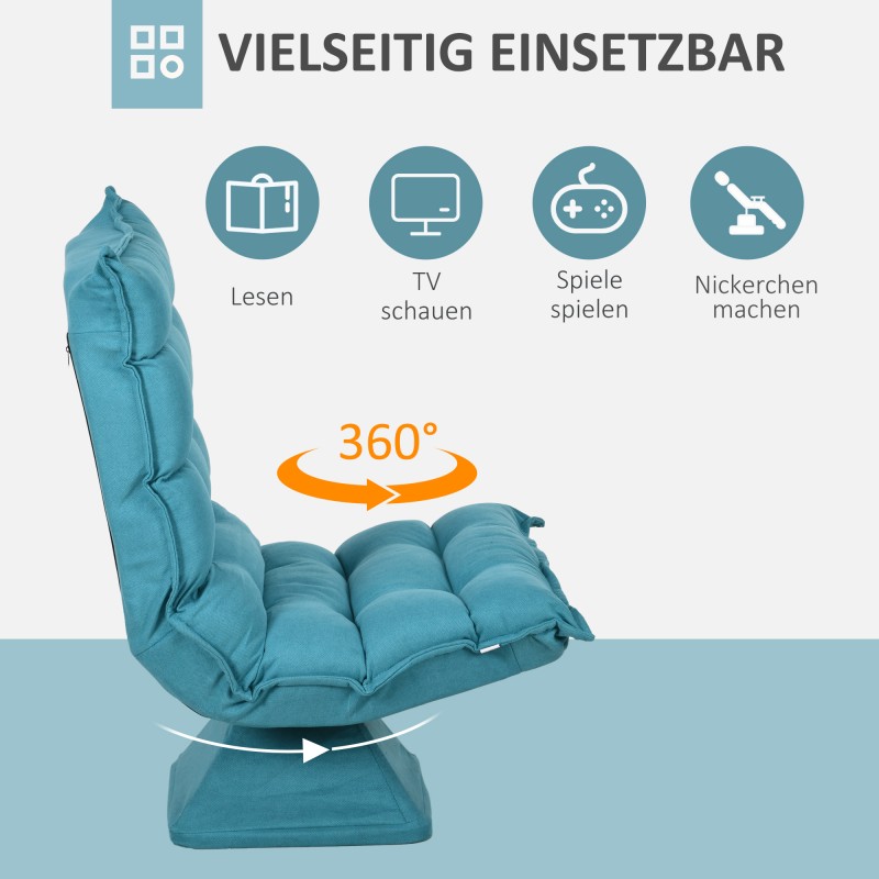 Lukutuoli ja relax-nojatuoli, samettipintainen, kääntyvä, 62 x 70 x 95 cm, sininen