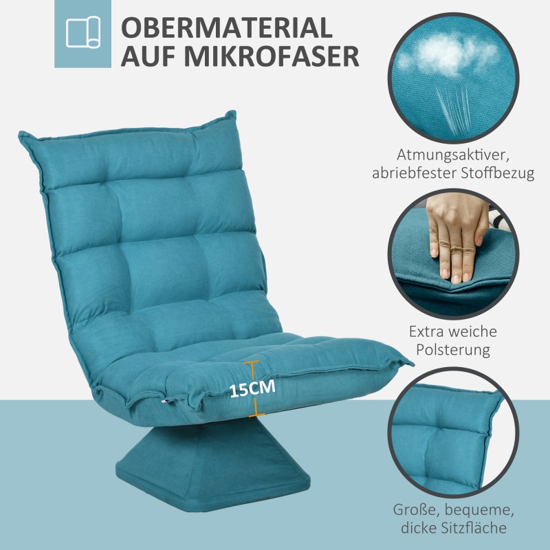 Lukutuoli ja relax-nojatuoli, samettipintainen, kääntyvä, 62 x 70 x 95 cm, sininen