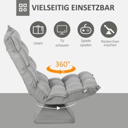 Kääntyvä lukunoja­tuoli, samettimainen kangas, 62 x 70 x 95 cm, vaaleanharmaa