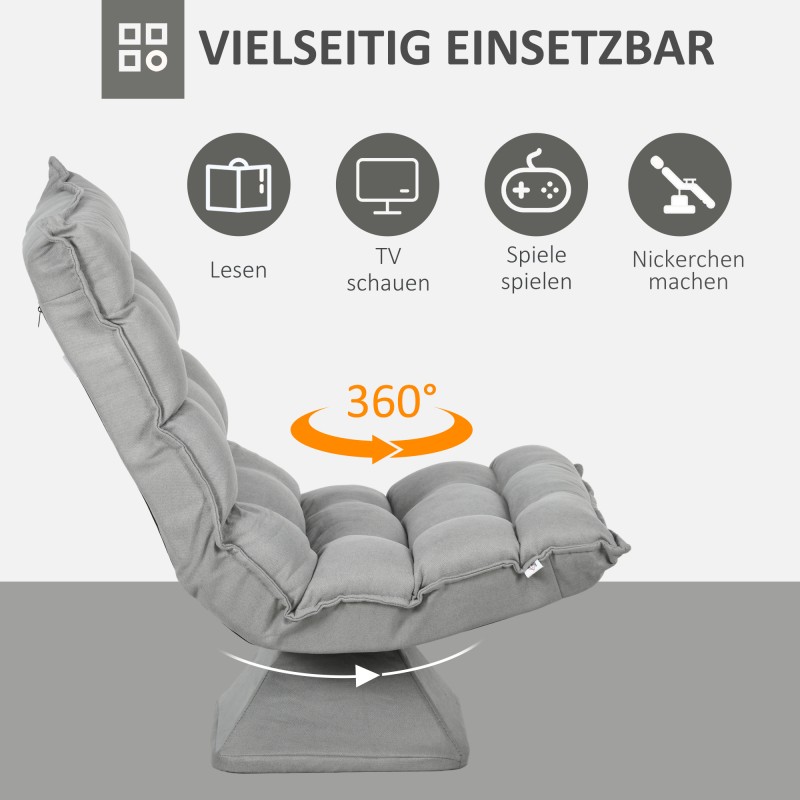 Kääntyvä lukunoja­tuoli, samettimainen kangas, 62 x 70 x 95 cm, vaaleanharmaa