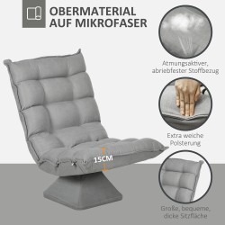 Kääntyvä lukunoja­tuoli, samettimainen kangas, 62 x 70 x 95 cm, vaaleanharmaa