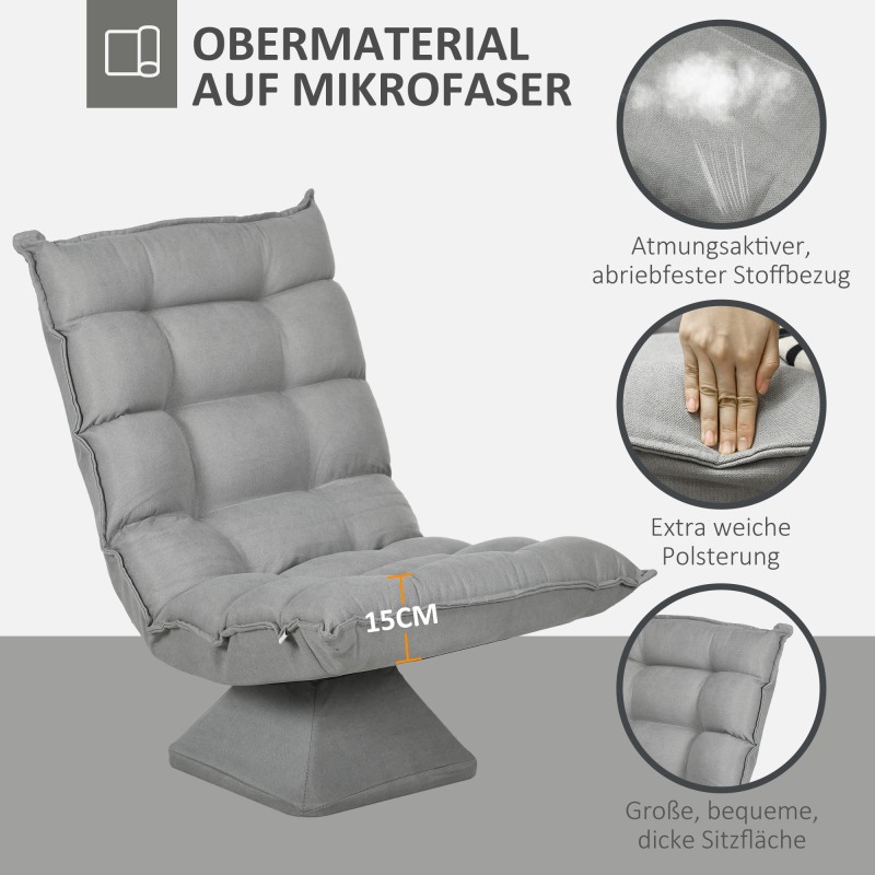 Kääntyvä lukunoja­tuoli, samettimainen kangas, 62 x 70 x 95 cm, vaaleanharmaa