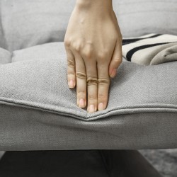 Kääntyvä lukunoja­tuoli, samettimainen kangas, 62 x 70 x 95 cm, vaaleanharmaa