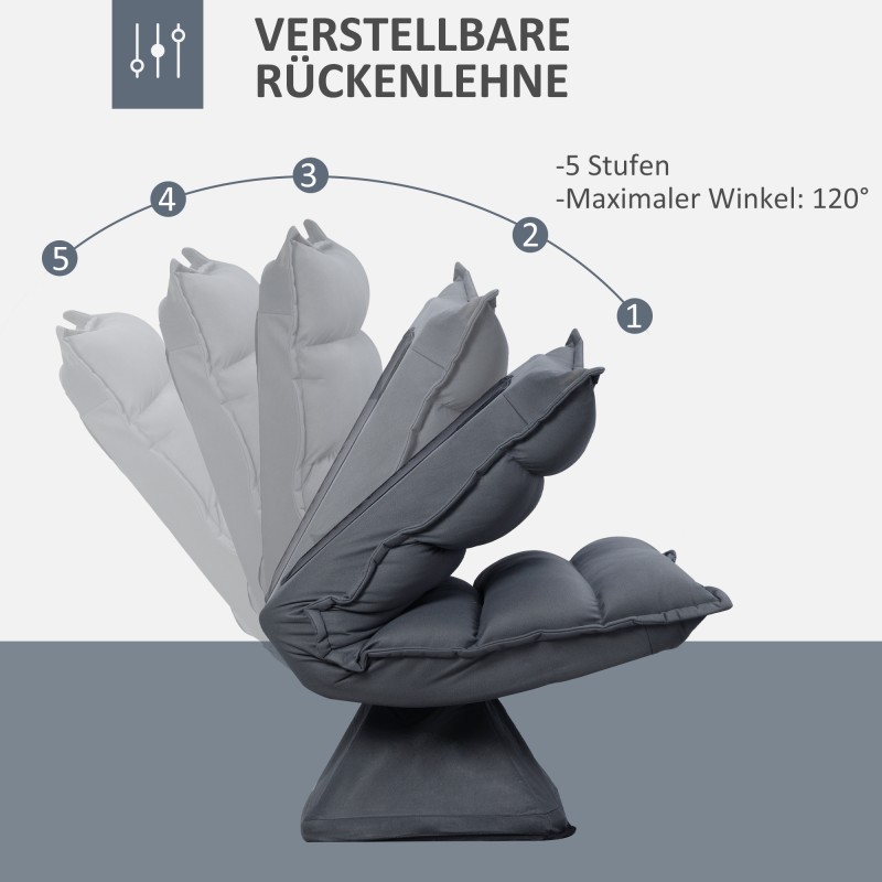 Lattianojaistuin, kääntyvä ja kallistuva, teräsrunko, mikrokuitu, 62 x 70 x 95 cm, tummanharmaa