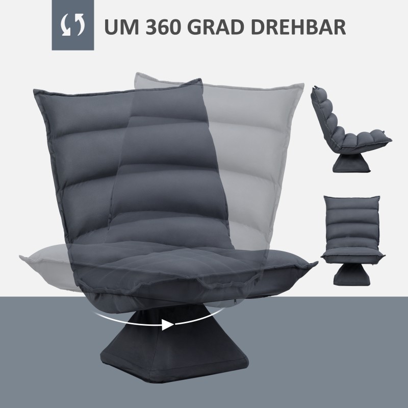 Lattianojaistuin, kääntyvä ja kallistuva, teräsrunko, mikrokuitu, 62 x 70 x 95 cm, tummanharmaa