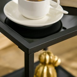 Sivupöytä 2 tasoa karkaistu lasi ja teräs 40 x 40 x 50 cm musta