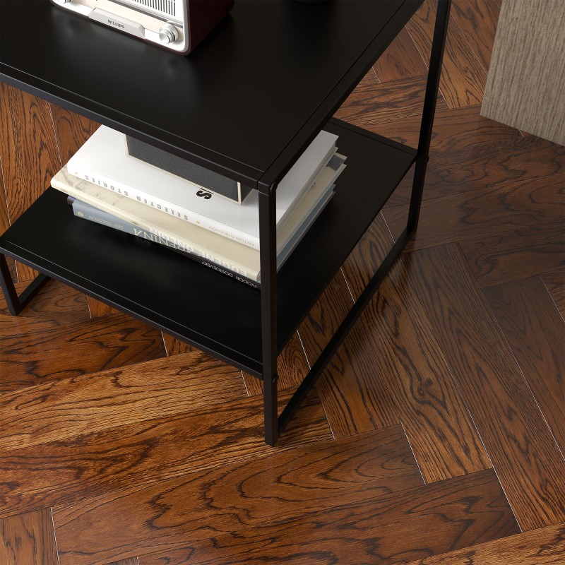 Sivupöytä / yöpöytä terästä 40 x 40 x 45 cm, 2 tasoa, musta