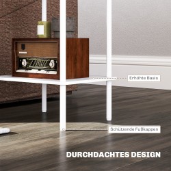 Kaksitasoinen sivupöytä olohuoneeseen ja makuuhuoneeseen, lastulevyä ja metallia, 40 x 30 x 52,2 cm, valkoinen