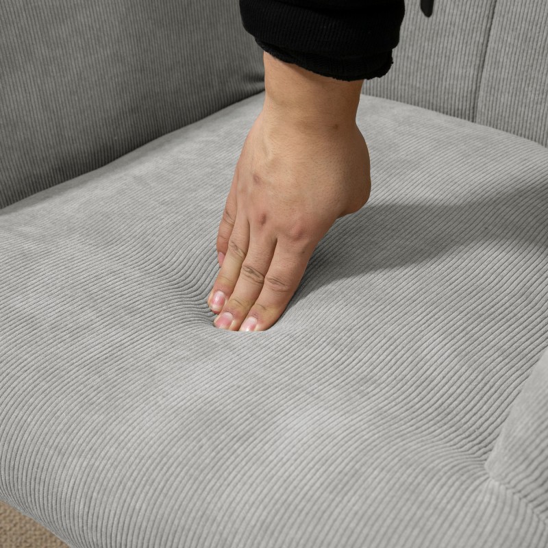 Nojatuoli ja jalkarahi olohuoneeseen, cord-tyylinen kangas, pyökkijalat, harmaa