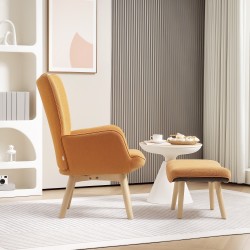 Lepotuoli ja rahi olohuoneeseen, cord-tyyli, pyökkijalat, 2-osainen setti, ruskea