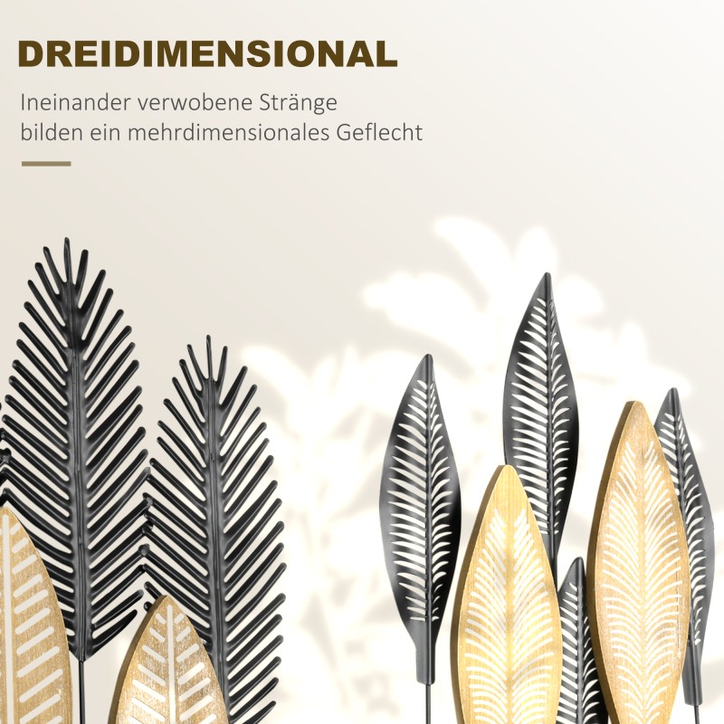 Metallinen 3D-seinäkoriste 2 kpl setti, 40 x 46 cm, musta ja luonnonsävy