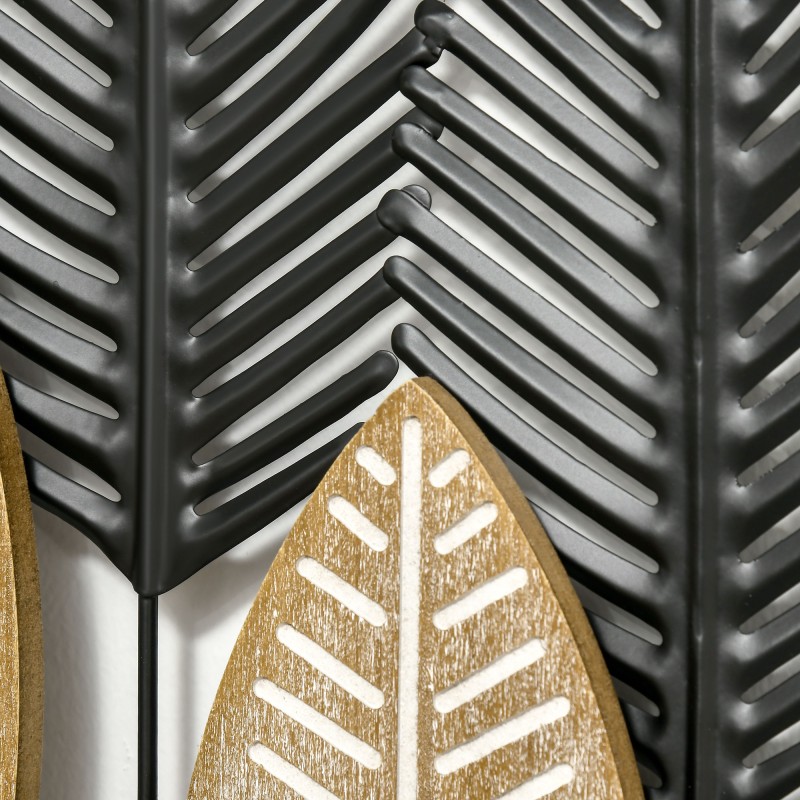 Metallinen 3D-seinäkoriste 2 kpl setti, 40 x 46 cm, musta ja luonnonsävy