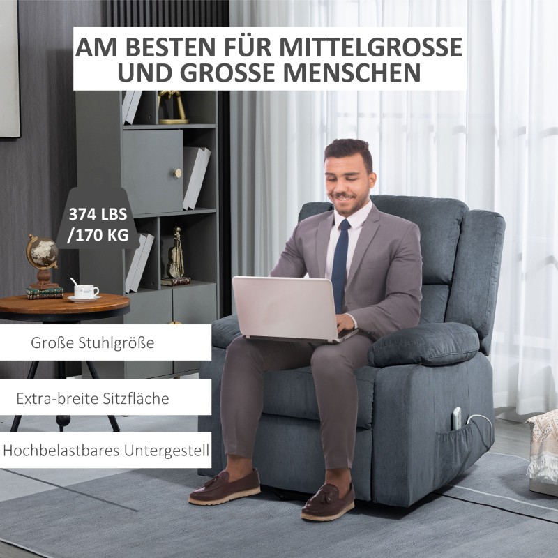 Sähköinen lepotuoli ja ylösnousutuoli kaukosäätimellä, samettipinta, harmaa, 91 x 93 x 105 cm