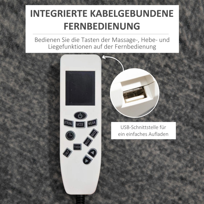 Sähköinen nousu- ja lepotuoli hierontatoiminnolla, keinonahkaa, 90x98x102 cm, 150 kg, musta