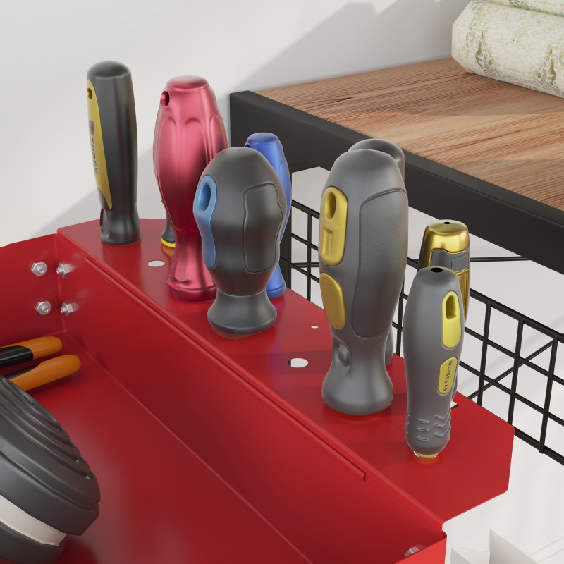 Työkalukärry 3-tasoinen, kylmävalssattu teräs, 83 x 35,3 x 76 cm, punainen