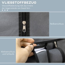 Kankainen vaatekaappi 6 hyllyä ja vaatetanko teräsrungolla 103 x 43 x 162,5 cm tummanharmaa