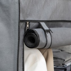 Kankainen vaatekaappi 6 hyllyä ja vaatetanko teräsrungolla 103 x 43 x 162,5 cm tummanharmaa