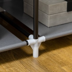 Kankainen vaatekaappi 6 hyllyä ja vaatetanko teräsrungolla 103 x 43 x 162,5 cm tummanharmaa