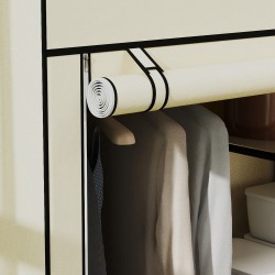 Kangasvaatekaappi 6 hyllyä ja vaatetanko teräsrungolla 103 x 43 x 162,5 cm beige