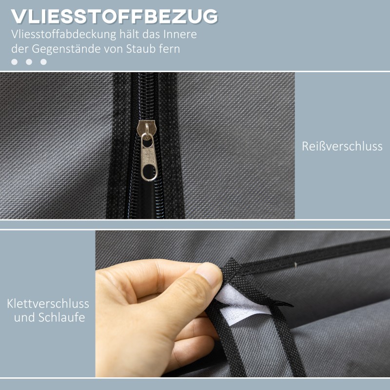 Kankainen vaatekaappi 2 vaatetankoa ja 8 hyllyä 125 x 43 x 162,5 cm tummanharmaa