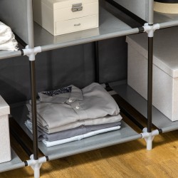 Kankainen vaatekaappi 2 vaatetankoa ja 8 hyllyä 125 x 43 x 162,5 cm tummanharmaa