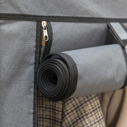 Kankainen vaatekaappi 2 vaatetankoa ja 8 hyllyä 125 x 43 x 162,5 cm tummanharmaa