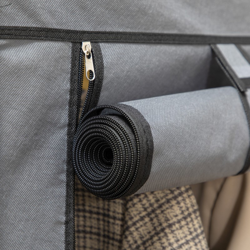 Kankainen vaatekaappi 2 vaatetankoa ja 8 hyllyä 125 x 43 x 162,5 cm tummanharmaa