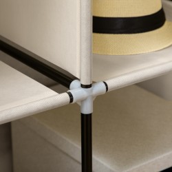 Kangassäilytyskaappi 8 hyllyä ja 2 vaatetankoa 125 x 43 x 162,5 cm kermanvalkoinen